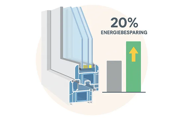 Infographic 20% energiebesparing met kunststof kozijnen