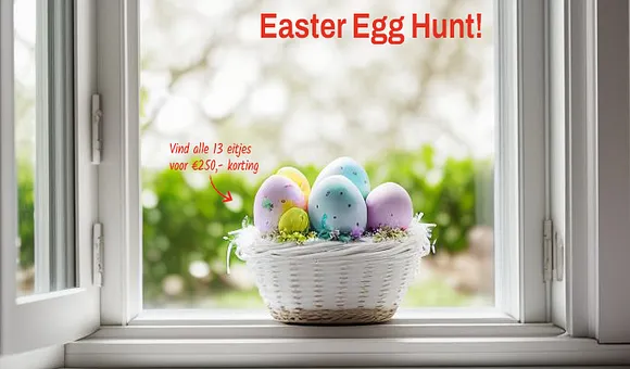 Benitech Kozijnen Paasactie 2024 Easter Egg Hunt - vind alle 13 eitjes voor 250 euro korting
