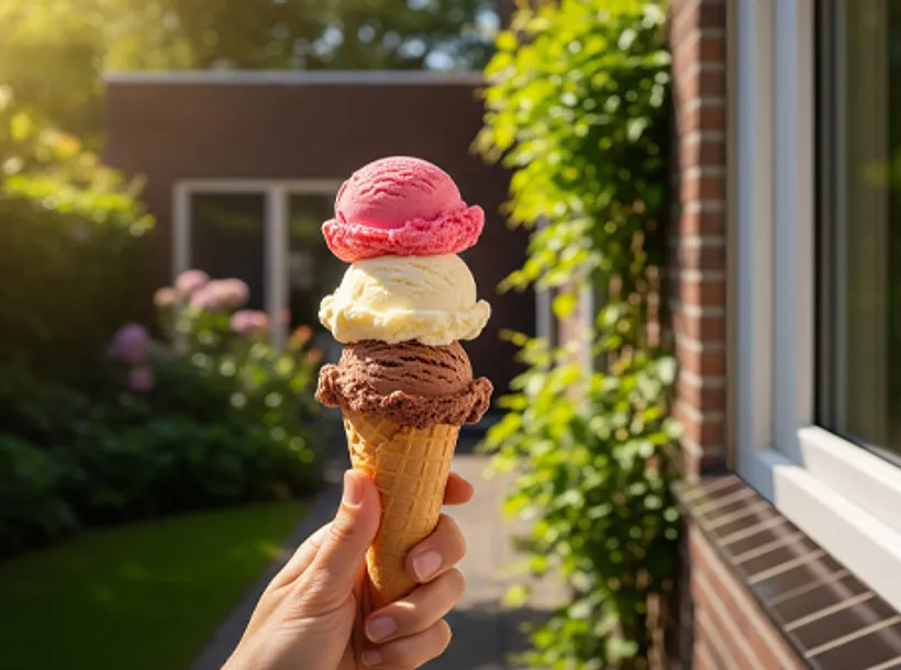Woning met kunststof kozijnen in zomerse omstandigheden