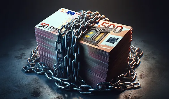 Vastgeketend geld als waarschuwing doe geen aanbetaling kozijnen