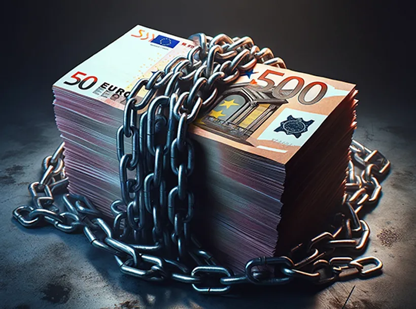 Vastgeketend geld als waarschuwing doe geen aanbetaling kozijnen