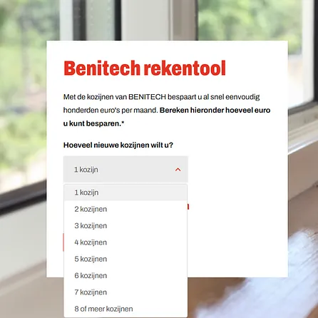 Screenshot Benitech Kozijnen rekentool besparen