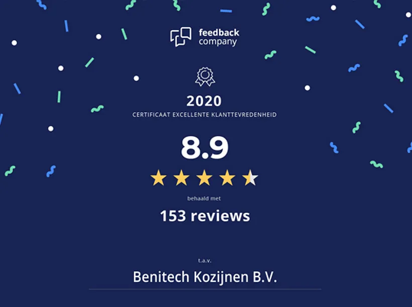 Feedback Company certificaat Benitech kozijnen klanttevredenheid 2020