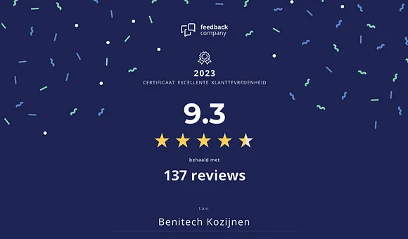 Feedback Company certificaat Benitech kozijnen klanttevredenheid 2023