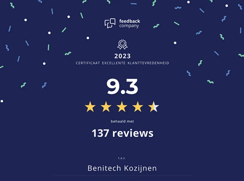 Feedback Company certificaat Benitech kozijnen klanttevredenheid 2023