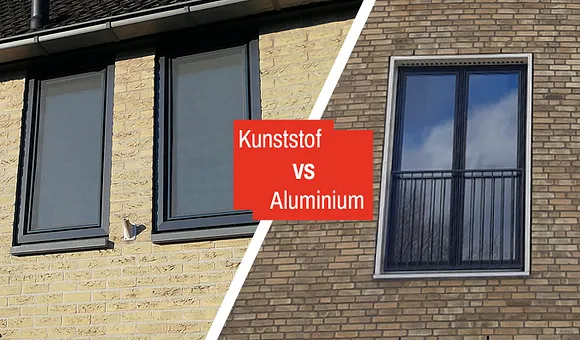 Tweedeling met links kunststof kozijnen en rechts aluminium kozijnen - kunststof of aluminium kozijnen