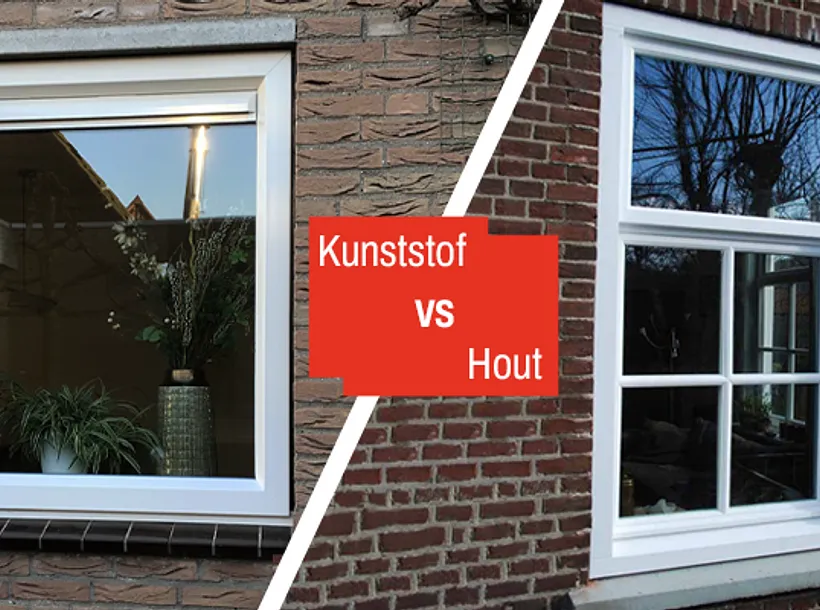 Tweedeling met links kunststof kozijnen en rechts houten kozijnen - kunststof of houten kozijnen