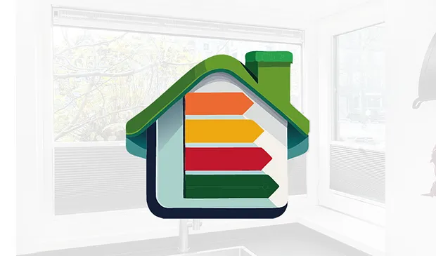 Icon woning met energie labels - Kunststof kozijnen duurzaam