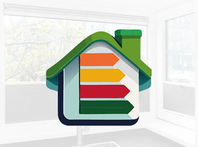 Icon woning met energie labels - Kunststof kozijnen duurzaam