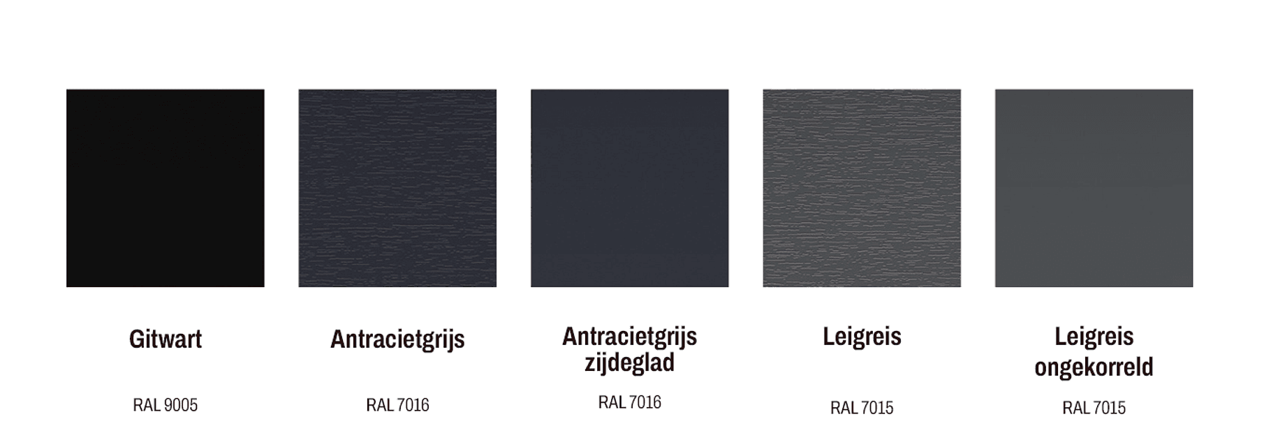 Kleurstalen kunststof kozijnen gitzwart, antracietgrijs en leigrijs