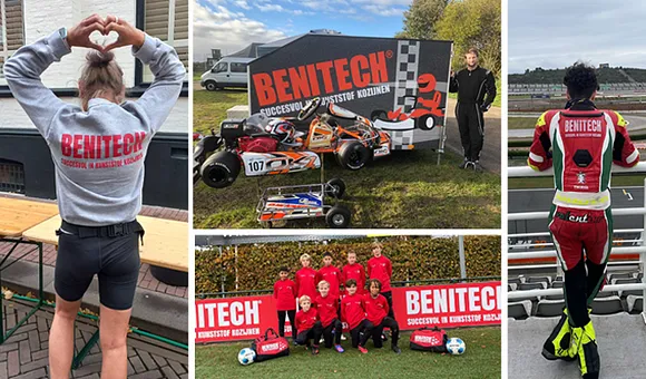 Collage sporters en sportteams gesponsord door Benitech Kozijnen