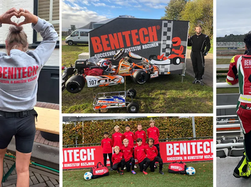 Collage sporters en sportteams gesponsord door Benitech Kozijnen