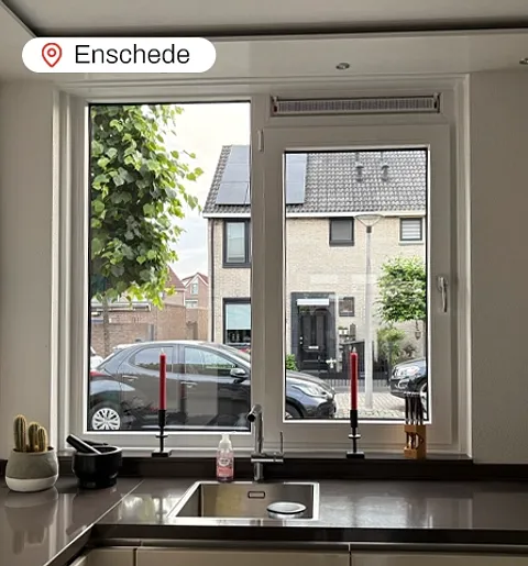 Keuken met kunststof kozijn in Enschede