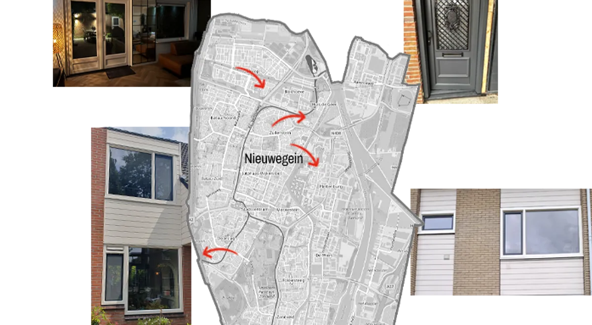 Kaart Nieuwegein met referentiefoto’s kunststof kozijnen, ramen en deuren