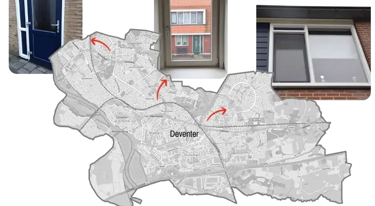 Kaart Deventer met referentiefoto’s kunststof kozijnen en deuren