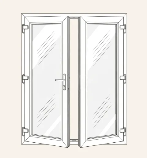 Lijntekening met voorbeeldindeling openslaande deuren zonder extra's