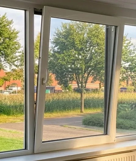 Kunststof kozijn met openstaand raam