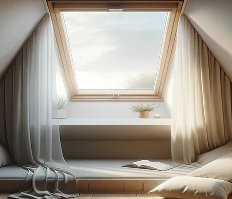 Gezellige sfeervolle zolder met een velux dakraam
