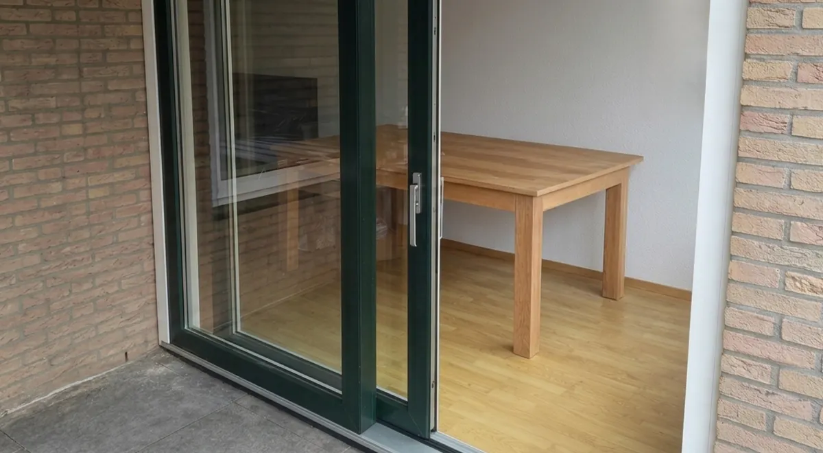 Kunststof hefschuifpui die open staat